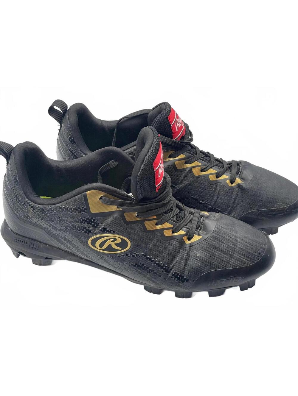 Rawlings Men's Black and Gold Athletic Cleats Size 11D